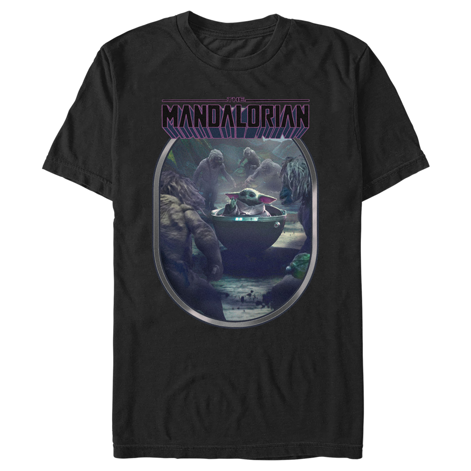 Men's Star Wars: The Mandalorian Grogu and the Alamites Graphic Tee Black X Large